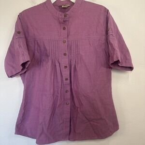 Woolrich Women's Purple Medium Short Sleeve Button Down Shirt Western Cowgirl